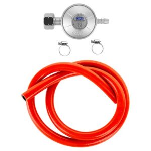Set reductor gaz cu furtun de 1 metru si coliere pentru gratare