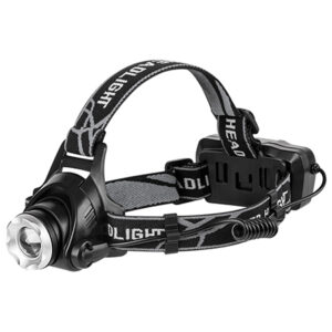 Lanterna frontala LED neagra cu 2 acumulatori si functii multiple Rebel
