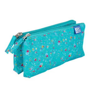 Penar turcoaz Oxford 2 Zip Floral cu două compartimente și fermoare