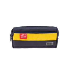 Penar tip borseta Ecada negru cu galben, model 78641, cu 2 fermoare