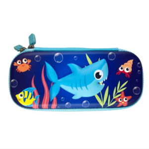 Penar borseta albastru 3D cu design Shark și fermoar dublu