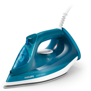 Fier de calcat Philips DST3040/70, putere 2600W, jet continuu de abur 40g/min, culoare albastru deschis, rezervor de apa 300ml, talpa ceramica, oprire automata.