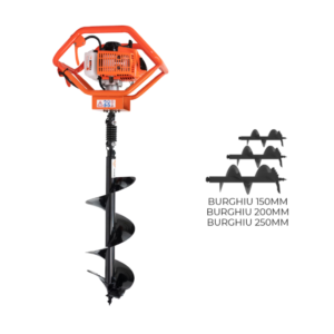 Motoburghiu pe benzina Ruris TT14, putere 3 CP, 68 CC, 2 timpi, motor TEZ,contine: 3 burghie cu diametrul 150/200/250 mm