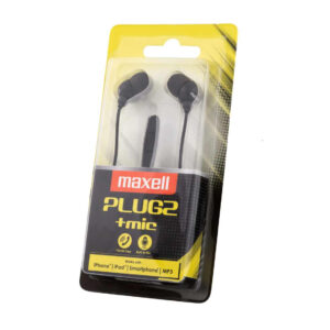 Căști cu fir Maxell Plugz+Mic Black cu microfon integrat și jack 3.5 mm