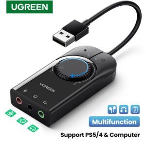 Adaptor audio extern USB stereo UGREEN 40964, 15 cm, negru
