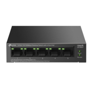 Switch desktop TP-Link LiteWave LS105LP cu 5 porturi 10/100 Mbps și 4 porturi PoE+