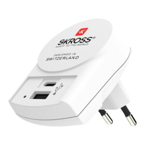 Încărcător USB SKROSS Euro USB Charger AC cu port USB-A și USB-C, alb