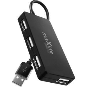 Hub USB 2.0 maXlife cu 4 porturi, 480 Mb/s, negru, OEM0002311