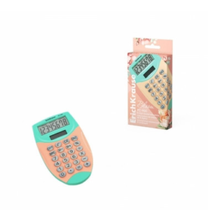Calculator de buzunar cu 8 digiti model Pastel Bloom crem și turcoaz