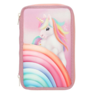 Penar echipat Ylvi multicolor cu imprimeu unicorn și 3 compartimente