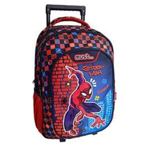 Troller multicolor Spider-Man cu trei fermoare și dimensiuni 34 x 20 x 45 cm