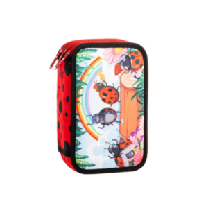 Penar neechipat Ladybug multicolor cu 3 fermoare pentru organizarea rechizitelor școlare