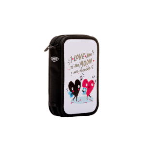 Penar echipat multicolor cu doua fermoare si accesorii scolare