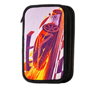 Penar echipat Daco cu două fermoare și motiv Car Racing multicolor