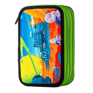 Penar echipat cu 3 fermoare și motiv Oras Galactic, multicolor, Daco
