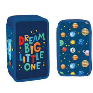 Penar albastru S-Cool Dream Big Little One cu 3 fermoare și 39 piese școlare
