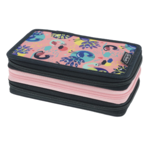 Penar multicolor Herlitz cu 3 fermoare și 31 piese, motiv Fancy Peacock