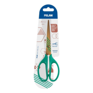Foarfeca birou Milan Copper verde, 17 cm, cu lamă metalică