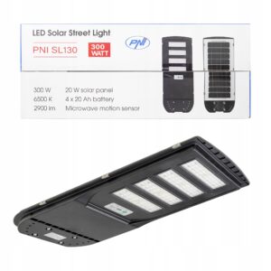 Lampă stradală solară LED PNI SL130 300W cu panou solar separat