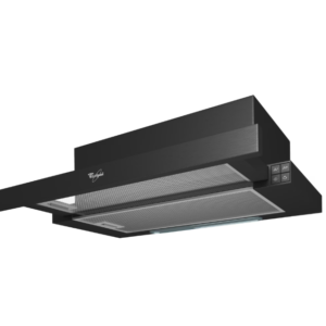 Hota telescopica Whirlpool AKR7491NB, Putere de absobtie 304 mc/h, 3 trepte viteza, Iluminare LED, Filtru carbon, 60 cm, Negru