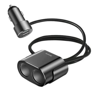 Încărcător auto Baseus CRDYQ-01 cu splitter brichetă 1 la 2 și Dual USB