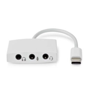 Adaptor audio Nedis USB-C tată la 3 x 3.5 mm mamă alb CCGB65900WT01