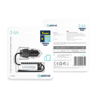 Încărcător auto Platinet PLCRSL 3.4A cu cablu Lightning integrat
