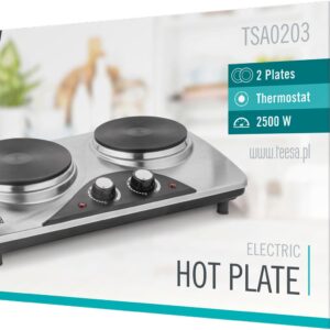 Plită electrică Teesa TSA0203 cu 2 ochiuri și termostat, 2500 W