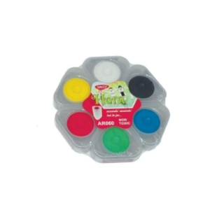 Set acuarele cu 6 culori și pensulă, diametru pastilă 45 mm, cutie plastic multicolor