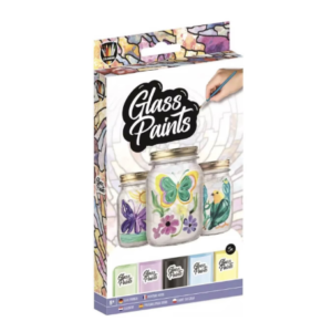 Set 5 culori vopsea multicolor pentru pictura pe sticla cu pensula