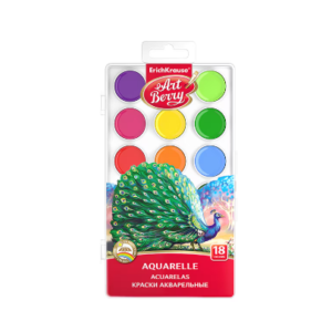 Paleta de acuarele Ek Artberry cu 18 culori multicolore si protectie UV