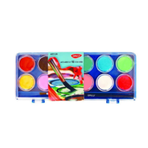 Set acuarele multicolor cu 12 culori si pensula pentru pictura creativa