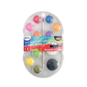 Set acuarele cu pensula DACO model Albu Negru cu 12 culori multicolore