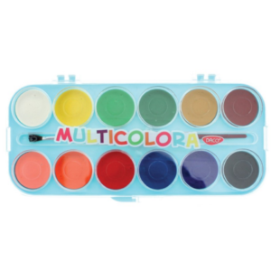 Set de acuarele multicolore DACO AR123 cu 12 culori și pensulă inclusă