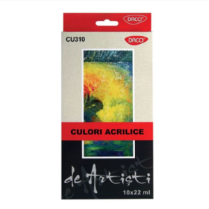Set de 10 culori acrilice DACO în tuburi de 22 ml, multicolor