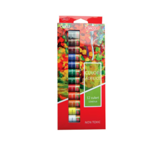 Set tempera acrilica 12 culori in tuburi de 12 ml Daco pentru pictura
