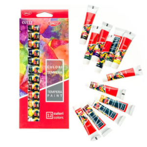 Set de 12 culori tempera multicolor în tuburi de 12 ml pentru pictură și proiecte artistice