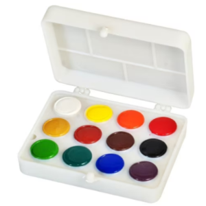 Set acuarele cu 12 culori intense și cutie pentru mixare