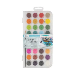Set de 36 culori acuarela multicolor cu pensula inclusa