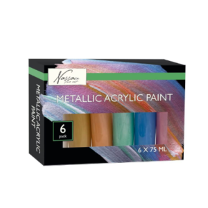 Set de 6 culori metalice acrilice Nassau Fine Art în tuburi de 75 ml fiecare