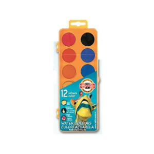 Set de acuarele cu 12 culori și bază portocalie, model Girafa