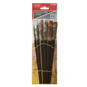 Set de 6 pensule cu par natural de capra pentru pictura, Daco PN496