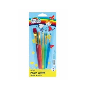 Set de 5 pensule de desen multicolore cu mâner din plastic transparent