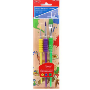 Set de 3 pensule cu par sintetic multicolor pentru pictura si hobby artistic
