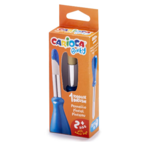 Pensula albastră Carioca Baby Brush 2+ cu vârf rotund din păr sintetic pentru copii