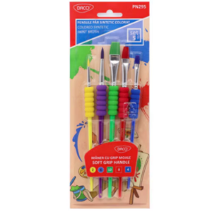 Set de 5 pensule colorate cu par sintetic pentru pictura