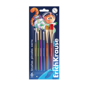 Set de 6 pensule multicolor pentru pictură ErichKrause Kids Space Animals în blister