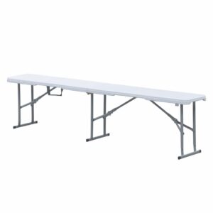 Bancă pliabilă HEINNER HR-DBPP014 din plastic HDPE alb, 182 x 28 x 43 cm