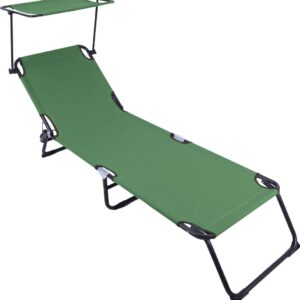 Șezlong cu parasolar HEINNER DSZP011 verde 186x55x24 cm
