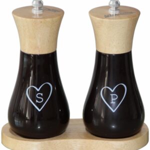 Set 2 râșnițe sare și piper 15 cm cu suport din lemn HEINNER HR-JMW2X15